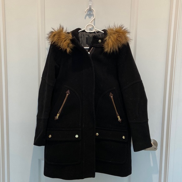 J. Crew Chateau Parka in Italian Stadium Wool Coat, Black, size 00 - Picture 3 of 10